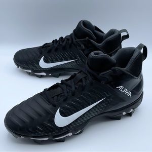 EUC Nike Alpha Menace 2 Shark 10.5 Wide Mens Football Cleats Shoes Black White